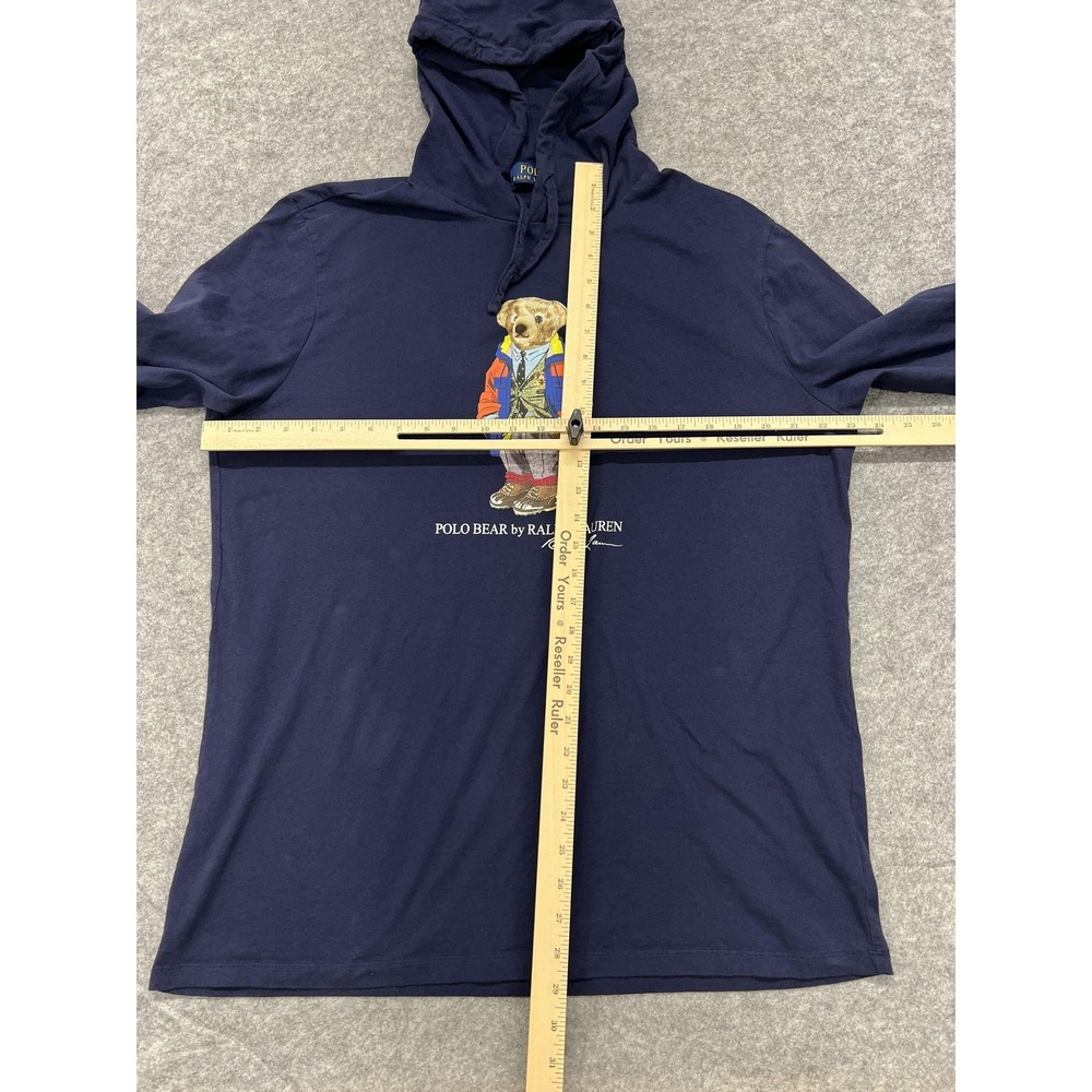Polo Ralph Lauren Hoodie Shirt Mens XL Navy Blue Polo Bear Long Sleeve Pullover - Picture 3 of 7